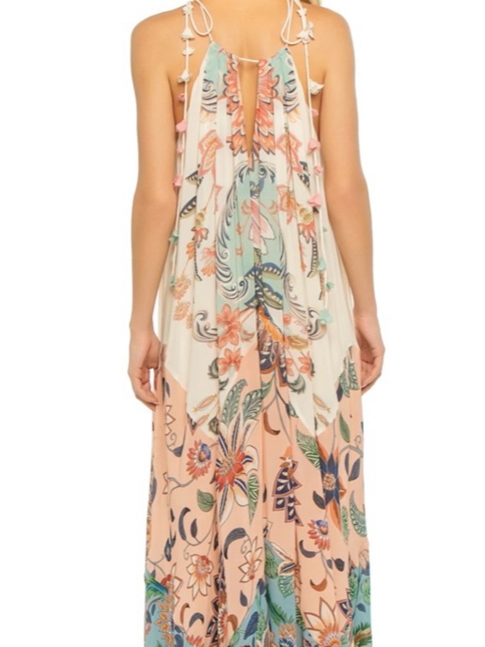Farm Rio Women's White Boho Delhi Floral Tie Shoulder Maxi Dress - Picture 2 of 6